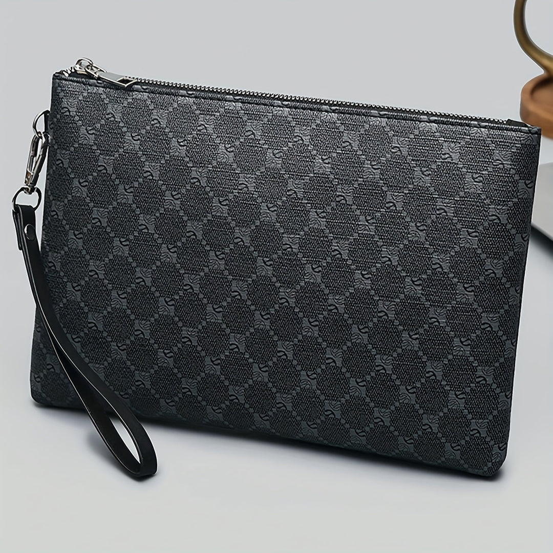 Saszetki Męskie do Ręki Klasyczne ze Skórzanymi Elementami Clutch