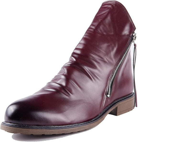 Męskie Eleganckie Botki na Niski Obcas z Zapięciem Boczny
