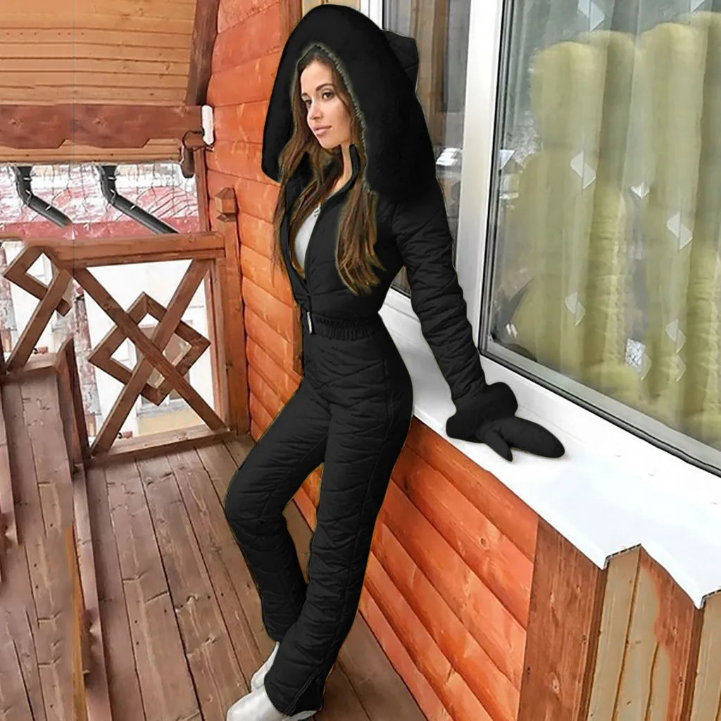 Kombinezon damski zimowy o eleganckim i przyjemnym kroju