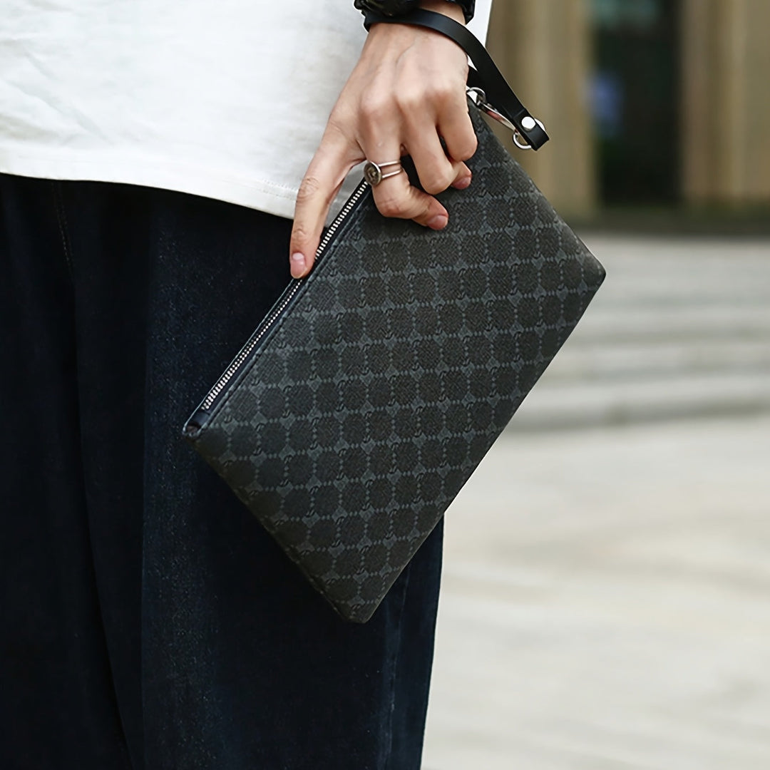 Saszetki Męskie do Ręki Klasyczne ze Skórzanymi Elementami Clutch