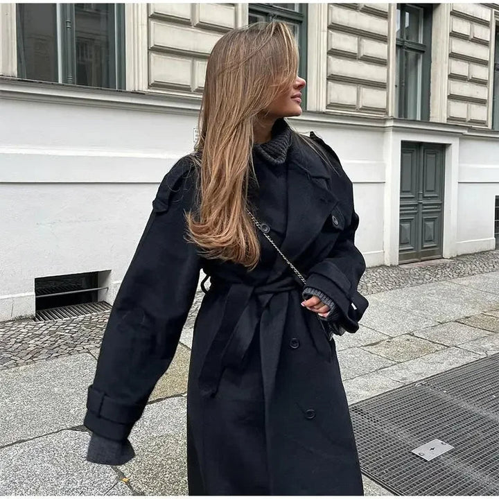 Damskie Zima Oversized Płaszcz Trench