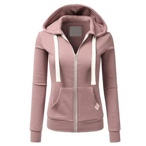 Damska Bluza na Zamek Slim-Fit z Kapturem