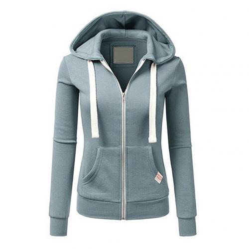 Damska Bluza na Zamek Slim-Fit z Kapturem
