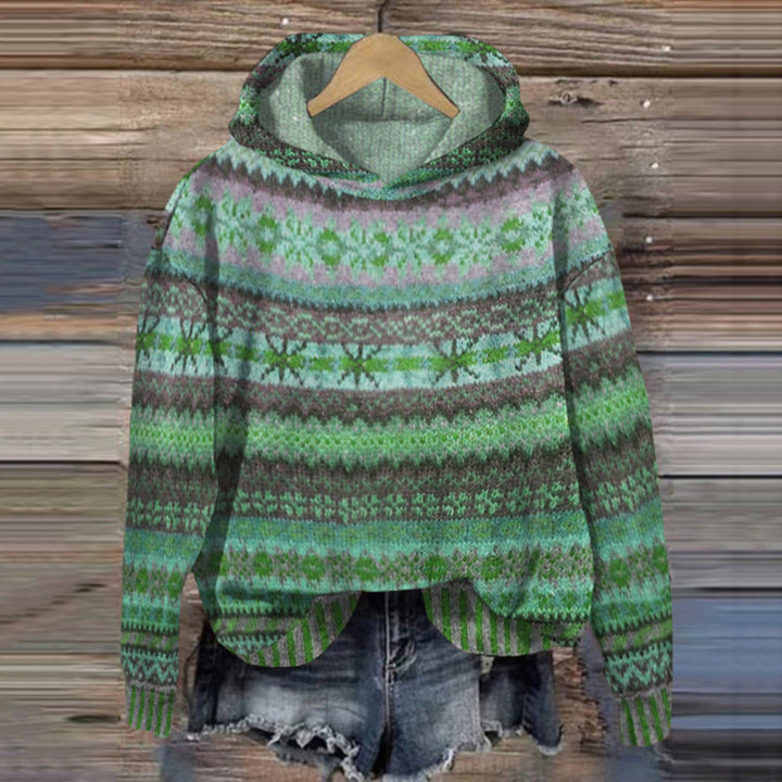 Damski sweter norweski zimowy z kapturem