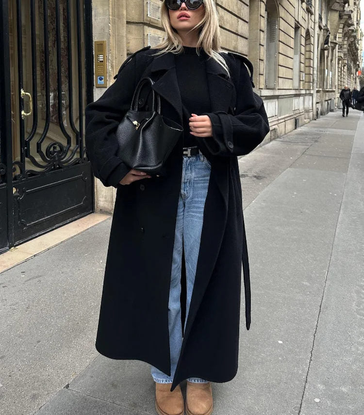 Damskie Zima Oversized Płaszcz Trench
