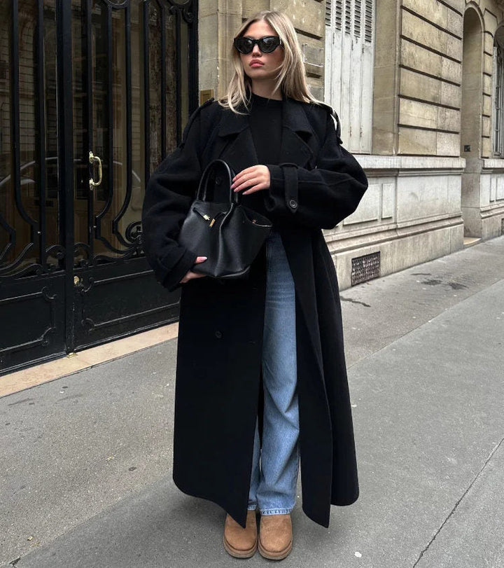 Damskie Zima Oversized Płaszcz Trench