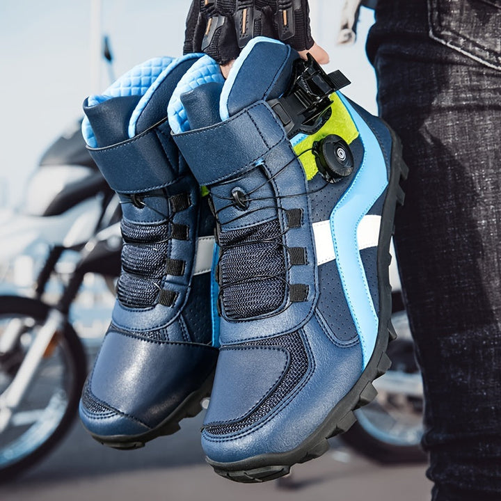 Męskie buty motocyklowe wysokie z obrotową klamrą