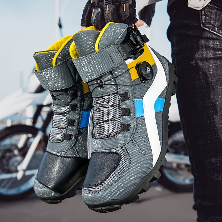 Męskie buty motocyklowe wysokie z obrotową klamrą